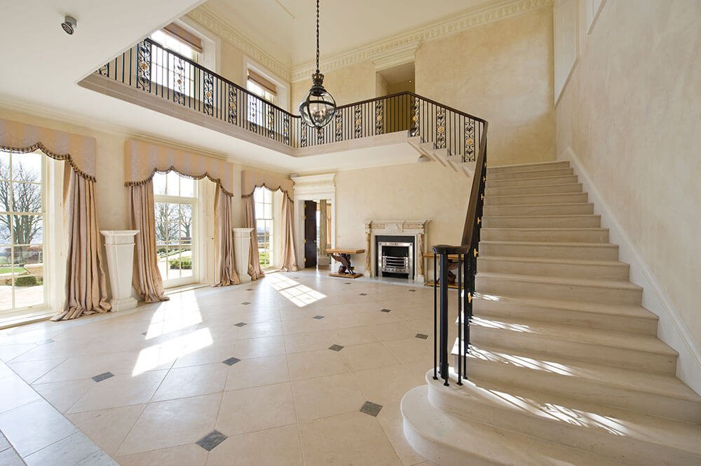 Cantilever-Staircase-in-Moca-Creme-Limestone – Chichester Stone Works